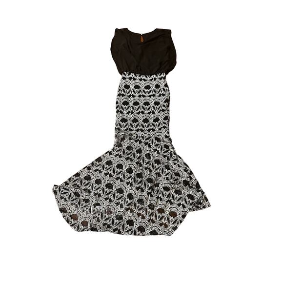 Women Silver Black High- Low lace maxi Bodycon Mermaid dress Size (S) - Picture 9 of 14